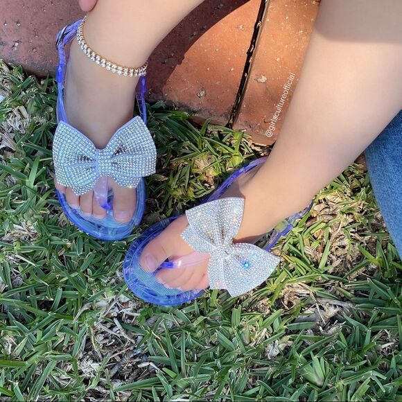 Clear Bling Bow Sling Back Little Girl Sandal - Picture 1 of 4